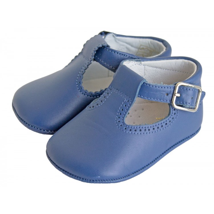 Zapatos Pepitos bebé hebilla piel azul