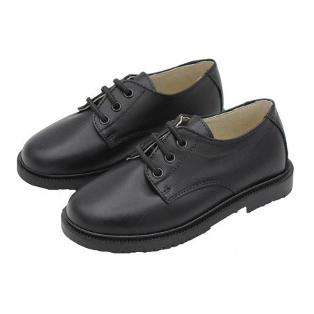 Zapatos colegiales cordones elasticos negro