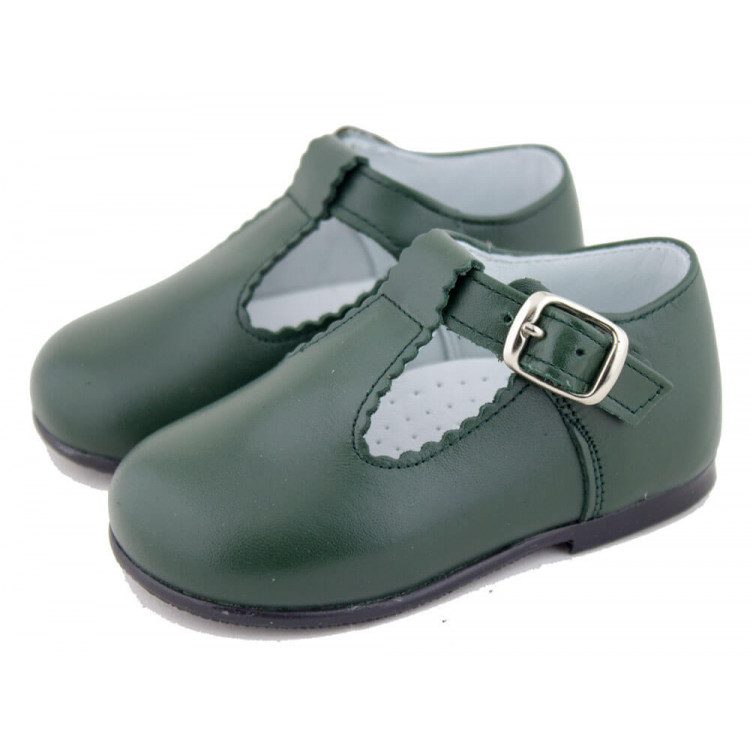 Zapatos Pepitos Bebé Niño Piel verde botella