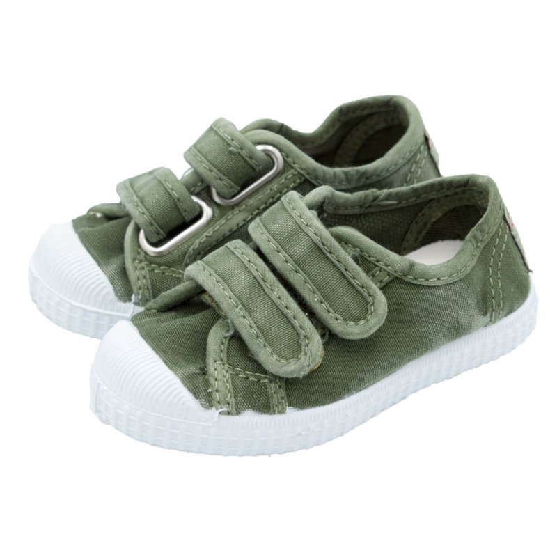 Zapatillas de lona Velcro efecto desgastado verdes