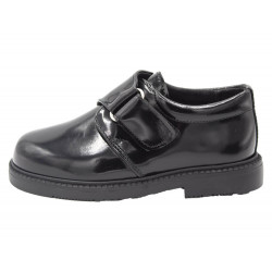 Zapatos colegiales velcro brillo negro
