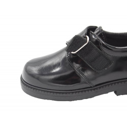 Zapatos colegiales velcro brillo negro